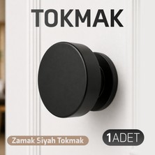 Badem10 Özen Zamak (1 Adet) Round Kapı Tokmağı Lüks Metal Mat Siyah Kapı Topuzu Kolu Vidalı Tokmak