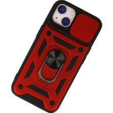 Najmaddin Newface iPhone 13 Kılıf Pars Lens Yüzüklü Silikon - Kırmızı Najmaddin Markaon