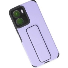 Najmaddin Newface Vivo Y16 Kılıf Mega Standlı Silikon - Lila Najmaddin Markaon