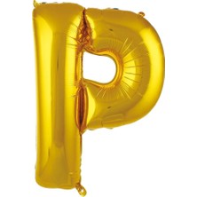 Deniz Parti P Harfi Altın Folyo Balon 34"- 76 cm