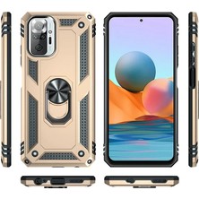 Najmaddin Newface Xiaomi Redmi Note 10 Pro Kılıf Sofya Yüzüklü Silikon Kapak - Gold Najmaddin M