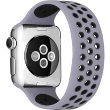 Najmaddin Newface Apple Watch 38MM Ayarlı Delikli Silikon Kordon - Gri-Siyah Najmaddin Markaon