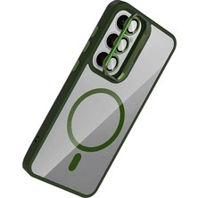 Najmaddin Joko Samsung Galaxy S25 Remim Lensli Magsafe Standlı Kapak - Koyu Yeşil Najmaddin Markao