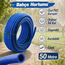 Badem10 Süper Mavi Kauçuklu Bahçe Hortumu 50 Metre Ekstra Kalın Sağlam Su Sulama Yıkama Hortum 12.5 mm 1/2"