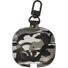 Najmaddin Newface Apple Airpods Pro 2 (2.nesil) Çanta Kamuflaj Deri Kılıf - Gri Najmaddin Markaon