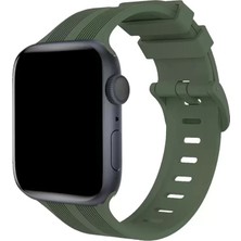 Najmaddin Newface Apple Watch 38MM KR408 Çizgili Silikon Kordon - Koyu Yeşil Najmaddin Markaon