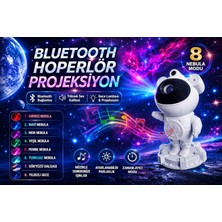 Shopfocus Astronot Tasarımlı Hoparlör Nluetooth Gece Lambası 8 Renkli Projeksiyon Kumandalı Projektör