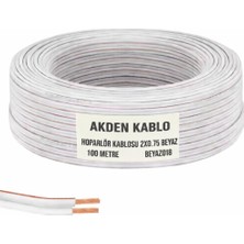 Akden Kablo 2X0,75MM  Beyaz Kordon  Kablo 48 Tel Tam Kesit 100 Metre