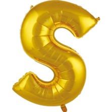 Deniz Parti S Harfi Altın Folyo Balon 34"- 76 cm