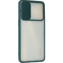 Najmaddin Newface Oppo Reno 4 Lite Kılıf Palm Buzlu Kamera Sürgülü Silikon - Yeşil Najmaddin M