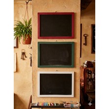 Veo Store Retro Kafe Tipi 3'lü Set Tebeşir Tahtası - Renkli Ahşap Çerçeveli Yazı Panosu 30X45 cm