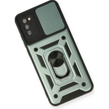 Najmaddin Newface Samsung Galaxy A03S Kılıf Pars Lens Yüzüklü Silikon - Yeşil Najmaddin Markao