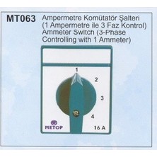 Metop MT063 16A Üç Fazlı Dört Konumlu Ampermetre Komütatörü