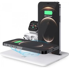 Pileli Store Ally 4 In1 15W Kablosuz Hızlı Şarj Standı Iphone+Iwatch+Airpods Pro Wireless