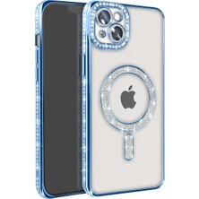 Eco Port Apple Iphone 15 Kılıf Joke Simli Magneticsafe Kılıf - Mavi