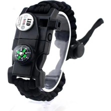 Özbience Yüksek Desibel Fenerli Pusula Kamp Bilekliği Siyah