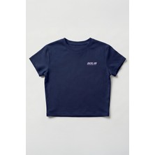 Backlain Mod Style Kadın Crop Tişört Dreaming Of Quiet Days Baskılı %100 Pamuk Yazlık