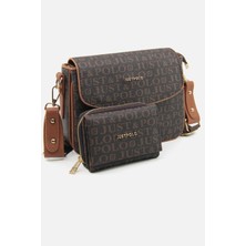 Kadın Orijinal Just Polo Ayarlanabilir Askılı Şık El & Omuz Çantası ve Cüzdanı Kombin Shopper