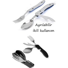 Özbience Pratik 4'ü 1 Arada Katlanabilir Kamp Seti, Çelik Seyahat Aleti