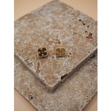 Stelle Jewelry Altın Renk Yonca Motifli Minimal Küpe