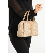 Just Polo Kadın Kum Monogram El ve Omuz Çantası Yeni Sezon 2201MH