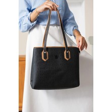 Kadın Orijinal Just Polo Siyah Taba Büyük Boy Şık El Çantası Tote Bag AVP234028MH