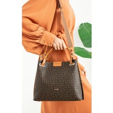 Just Polo Kadın Gofraj Monogram Desenli Mıknatıslı Çıtçıt Kapama El ve Omuz Çantası MH4031MH