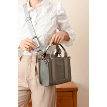 Just Polo Kadın Gri Orta Boy Keten El ve Omuz Çantası 236072MH