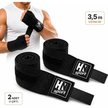 HN Sport Boks Bandajı 3.5 m (2 Adet) Siyah El Bandajı Bilek Destekleyici Koruyucu | Fitness, Kick Boks, Muay Thai, Crossfit