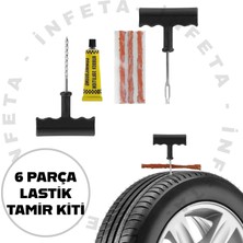 İnfeta 6 Parça Lastik Tamir Kiti 6 Parça Fitil Atma Seti Kolay Lastik Onarım