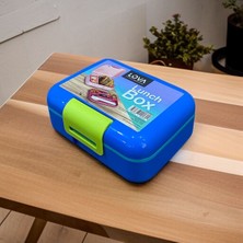 Özbience Iki Katlı Mavi Çocuk Beslenme Kutusu Çatal Bıçak Kaşık Seti