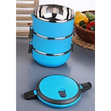 Özbience Mavi Yeşil 3 Katlı Sızdırmaz Kamp Yemek Seti, Pratik ve Şık Tasarım