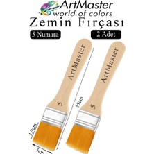 ArtMaster Zemin Fırçası 5 Numara 2 Adet Boya Fırçası Sentetik Ipek Uçlu Kıl Akrilik Guaj Yağlı Boya Fırçası Zemin Fırça No:5
