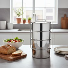 Özbience 4 Katlı Paslanmaz Çelik Sefer Tası, 24X12CM, 22L, Endüstriyel Boy