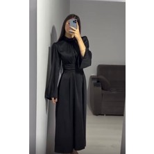 Diloxe Belden Bağlamalı Saten Elbise Abiye