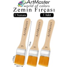ArtMaster Zemin Fırçası 5 Numara 3 Adet Boya Fırçası Sentetik Ipek Uçlu Kıl Akrilik Guaj Yağlı Boya Fırçası Zemin Fırça No:5