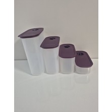 Özbience 4'lü Oval Bakliyat Saklama Kabı Seti, Şık ve Pratik Mutfak Düzeni