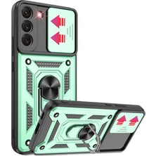 Newface Muratech New  Galaxy S22 Kılıf Pars Lens Yüzüklü Silikon - Yeşil