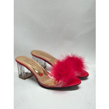 mee looa'n collection Şeffaf Tüylü Terlik