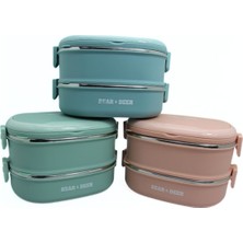 Özbience Iki Katlı 1800 ml Paslanmaz Çelik Lunch Box, Kolay Kapanış, Sefer Tası
