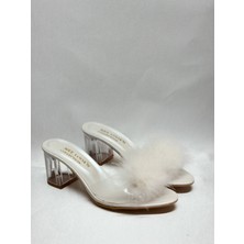 mee looa'n collection Şeffaf Tüylü Terlik