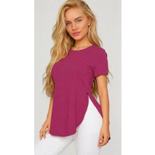 Zenvia Kadın Yırtmaç Detaylı Viskon Kumaş Bluz