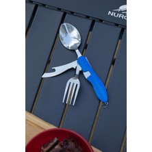 Özbience Pratik 4'ü 1 Arada Paslanmaz Kamp Çatal Kaşık Bıçak Seti