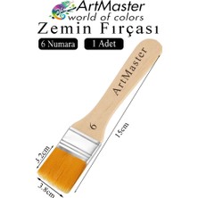 ArtMaster Zemin Fırçası 6 Numara 1 Adet Boya Fırçası Sentetik Ipek Uçlu Kıl Akrilik Guaj Yağlı Boya Fırçası Zemin Fırça No:6