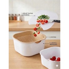 Plastora Home Mono 3'lü Kesim Panolu Süzgeçli Set