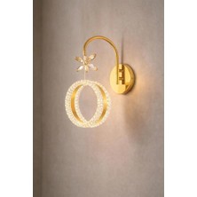 Aura Lighting Aura Lıghtıng Gold Kristal Halka 3 Renk LED Modern Duvar Apliği Antre/hol, Yatak Odası (Beyaz Sarı Günışığı)