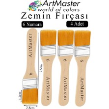 ArtMaster Zemin Fırçası 6 Numara 4 Adet Boya Fırçası Sentetik Ipek Uçlu Kıl Akrilik Guaj Yağlı Boya Fırçası Zemin Fırça No:6