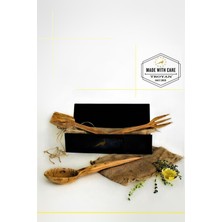 Özbience Zeytin Ağacı Büyük Boy Çatal Kaşık Spatula Seti, Şık ve Dayanıklı Mutfak Araçları