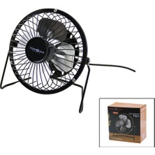 Die Grup USB - Mini Fan Metal Kasa - AYAK=360 Derece Masa Üstü Vantilatör 4-Metal Pervane 13.5X11X15