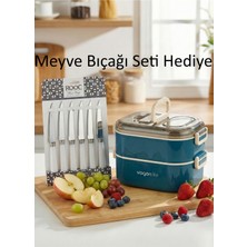 Özbience 2 Katlı Paslanmaz Çelik Yemek Kutusu, 1000 Ml, Sefer Tası, Pratik Kullanım